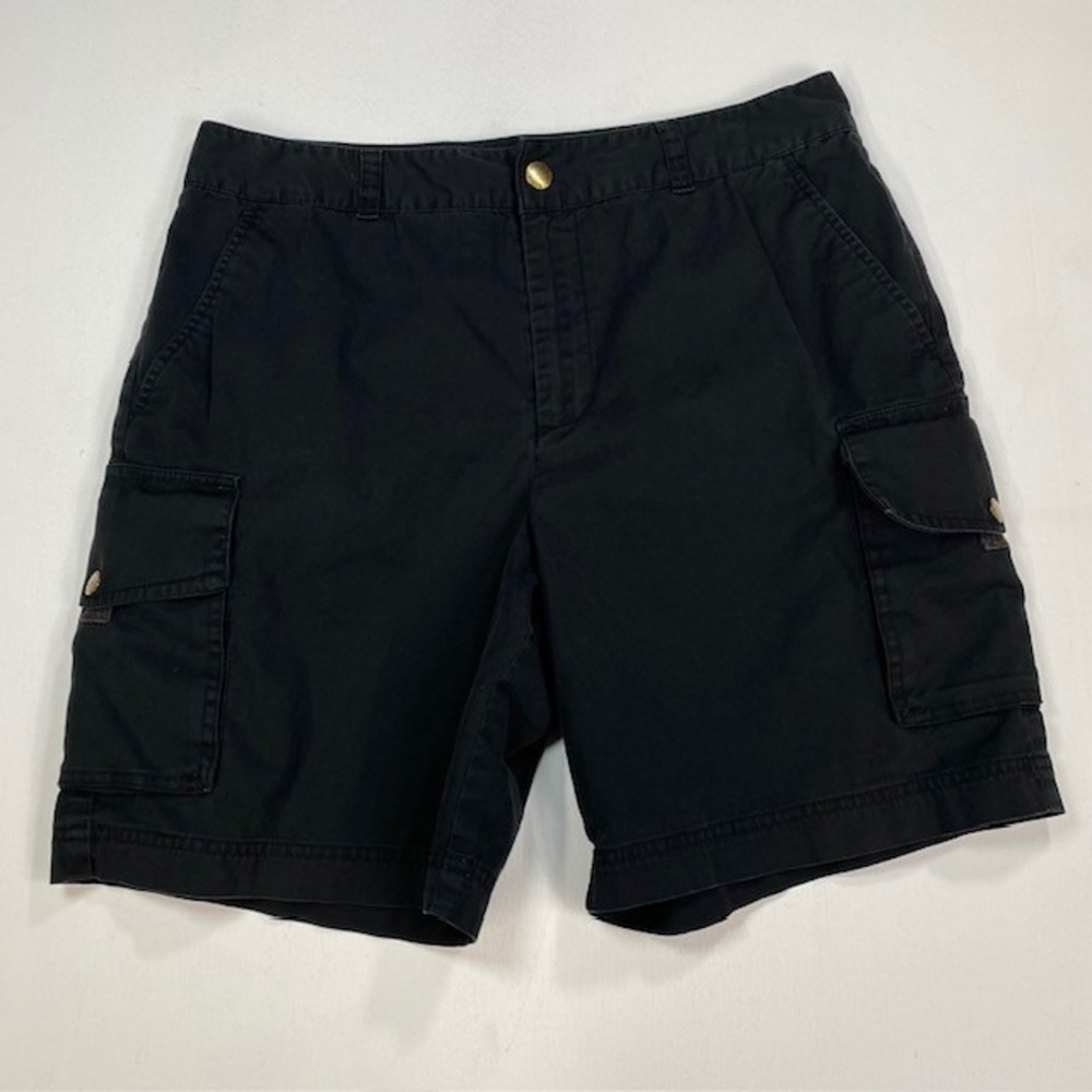 Lauren Ralph Lauren Womens Black Cargo Shorts Cotton Stretch Size 10 Mid Rise